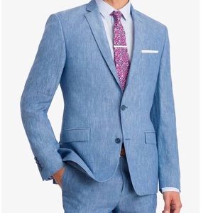 Heather blue suit jacket.
